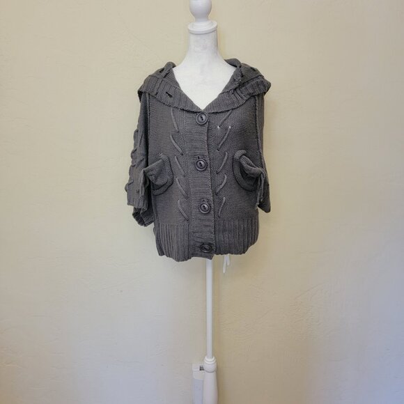Harmonic Gray Y2K Sweater with Pockets and hood, NWT, Size M, $35 New Old Stock - Picture 1 of 9
